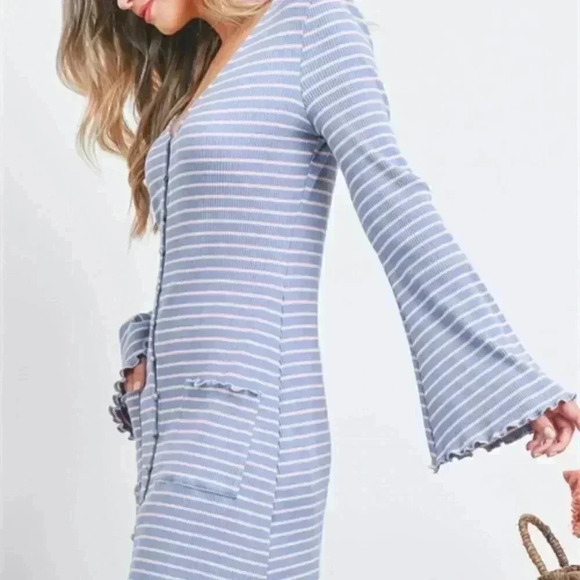 Boho Striped Long sleeve Dress - Picture 7 of 8